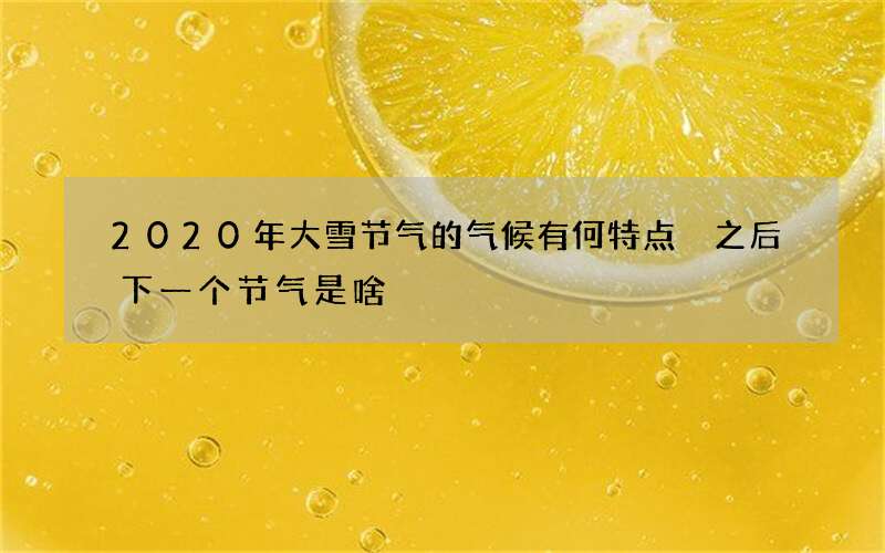 2020年大雪节气的气候有何特点 之后下一个节气是啥